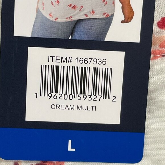 NEW Lucky Brand Womens L Floral Print T-Shirt White & Red Cotton/Modal - Picture 6 of 7
